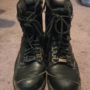 Harley-Davidson Black Leather Boots with Orange Logo